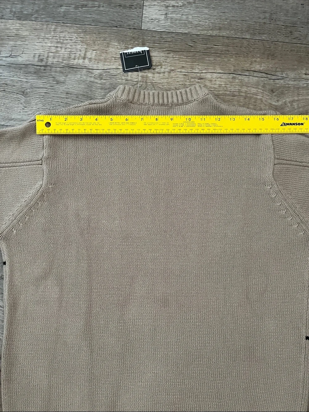 Vintage Haggar Beige Crewneck Cable-Knit Windowpane Sweater 100% Cotton Size M